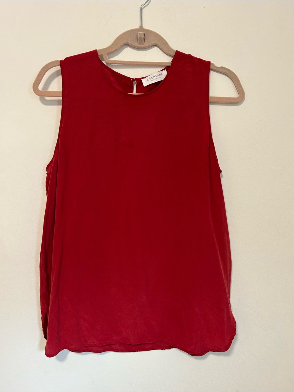 Everlane Red Sleeveless Silk-Feel Camisole